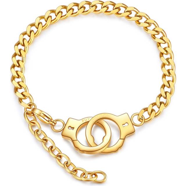 Handcuff Couples Chain Link Bracelet Partners Adjustable Chain Bracelet Unisex Lover Valentine's Gift Gold