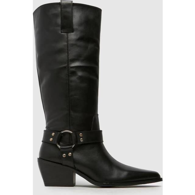 schuh Dilara Leather Western Boots in Black
