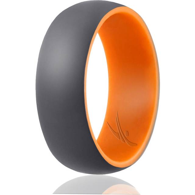 Silicone Wedding Ring - Duo Collection Dome Style - Orange-Grey by ROQ