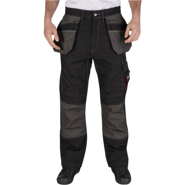 (30R, Black) Lee Cooper Mens Reflective Trim Cargo Trousers