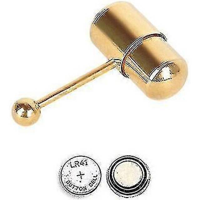 (Gold, One size) 1pc Cool Vibrating Barbell Tongue Rings Bars Piercing Stainless Steel Body Jewelry Cs