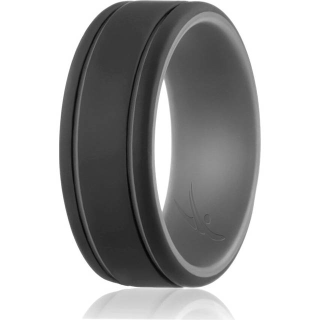 Silicone Wedding Ring - Duo Collection 2 Thin Lines - Grey-Black by RO