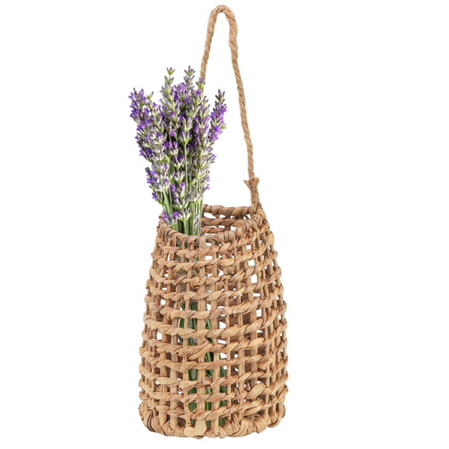 Woven Front Door Basket, Water Hyacinth Hanging Wall Flower Basket