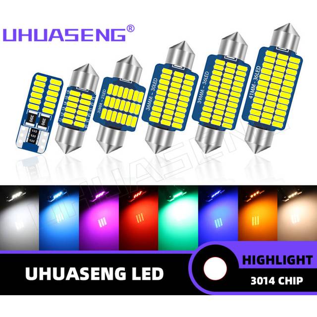 UHUASENG 1x 24V W5W C5W 12V T10 Festoon Led Bulb BA9S C10W WY5W T4W 194