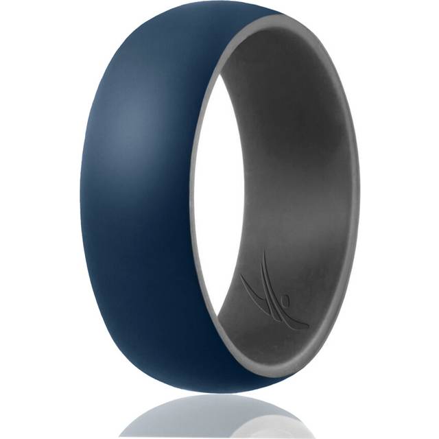 Silicone Wedding Ring - Duo Collection Dome Style - Grey-Blue by ROQ f