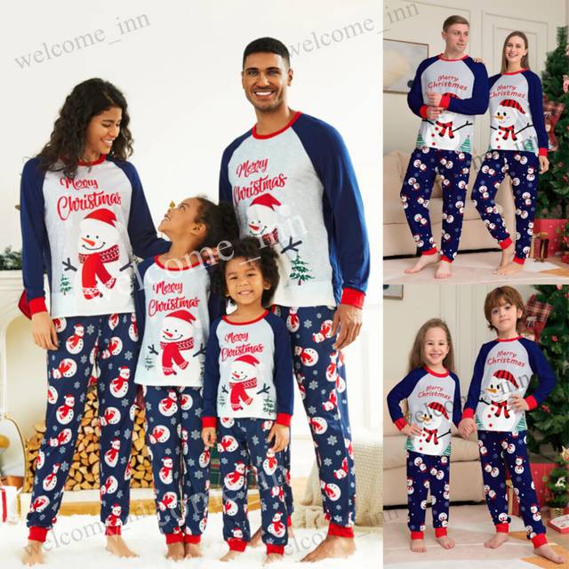 (#Christmas snowman, Dad M) Kids Adults Christmas Family Matching Pyjamas Pajamas Snowman Sleepwear PJs Sets