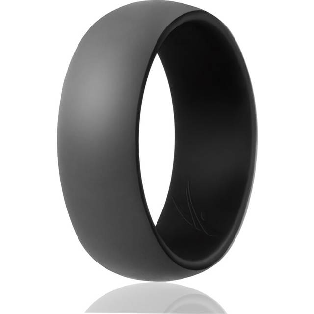 Silicone Wedding Ring - Duo Collection Dome Style - Black-Grey by ROQ