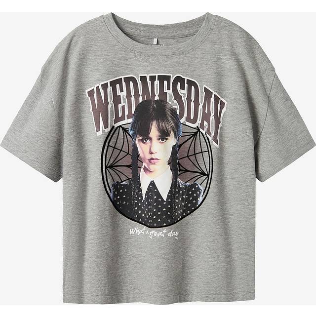 Name it kids - T-shirt nkfOxa Wednesday SS Rlx Top Box - Grå