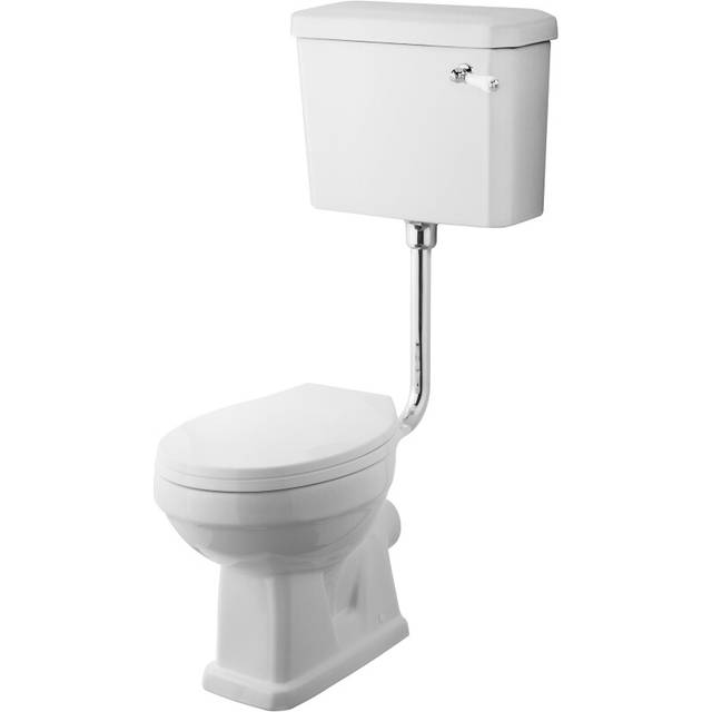 Kinston Traditional Low Level Toilet Pan, Cistern, Flush Pipe Kit & Soft Close Seat - White - Balterley