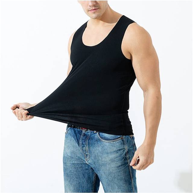 (Black, XL) Men's Vest Tank Tops Basic Tee Sleeveless Gym Sports Stretch Solid Color