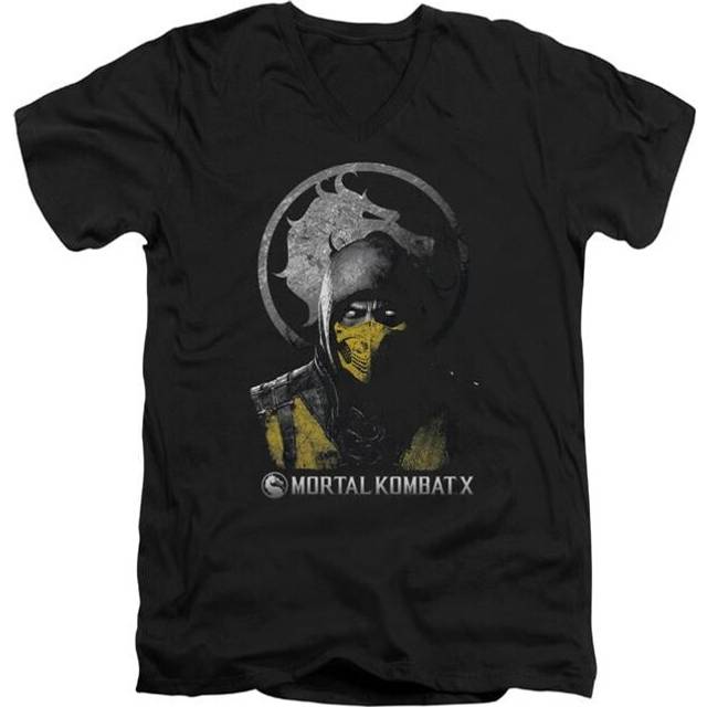 Trevco Sportswear WBM423-AV-2 Mortal Kombat X Scorpion Bust Adult Slim Fit V-Neck T-Shirt, Black - Medium