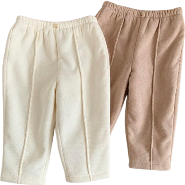 SHEIN LMoss 2pcs Baby Girls Corduroy Thermal Lined Elastic Waist Pants Set, Autumn/Winter