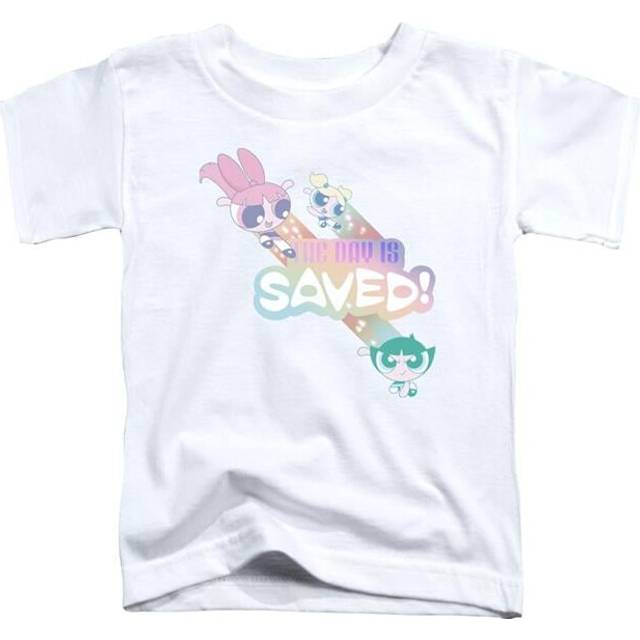 Trevco Sportswear CN713-TT-1 Powerpuff Girls The Day Is Saved Toddler Short Sleeve T-Shirt, White - Small 2T