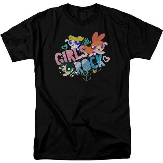 Trevco Sportswear CN712-AT-7 Powerpuff Girls Girls Rock Adult Regular Fit Short Sleeve T-Shirt, Black - 4X