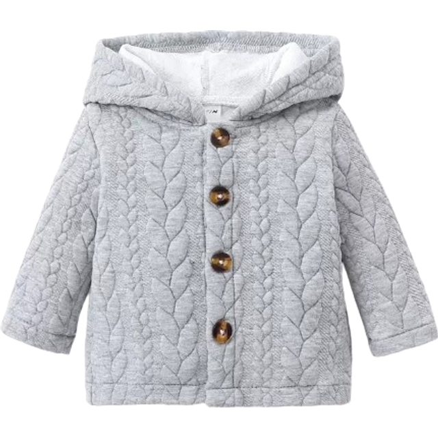 SHEIN Newborn Baby Boy Cable Textured Hooded Coat