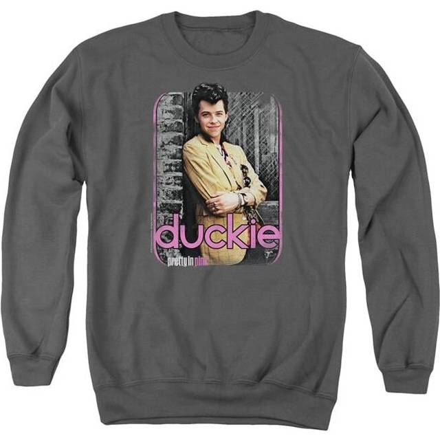 Trevco Sportswear PAR463-AS-1 Pretty In Pink Just Duckie Adult Crewneck Sweatshirt, Charcoal - Small
