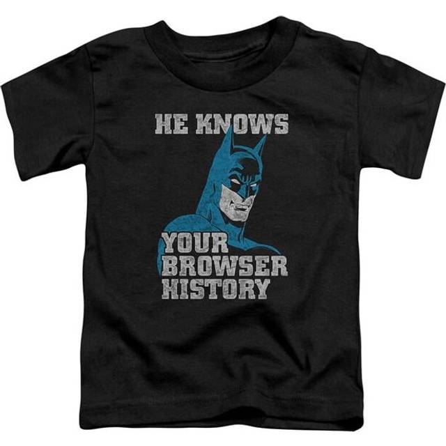 Trevco Sportswear BM2832-TT-3 Batman Knows Toddler Short Sleeve T-Shirt, Black - Large 4T