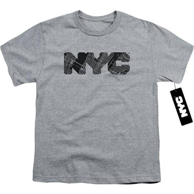 Trevco Sportswear NYC103-KT-3 York City NYC Map Fill Youth Short Sleeve T-Shirt, Athletic Heather - Small