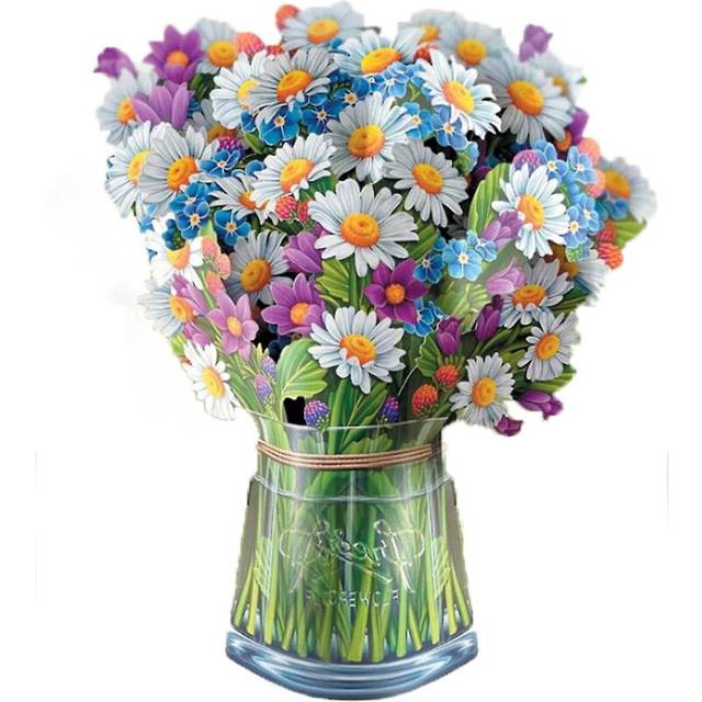 (Daisy Greeting, One size) Paper Pops Up Cards Festive Tulips Forever Flower Bouquet 3D Popup Greeting Cards With Blank Note Card And Envelope,JXLGV