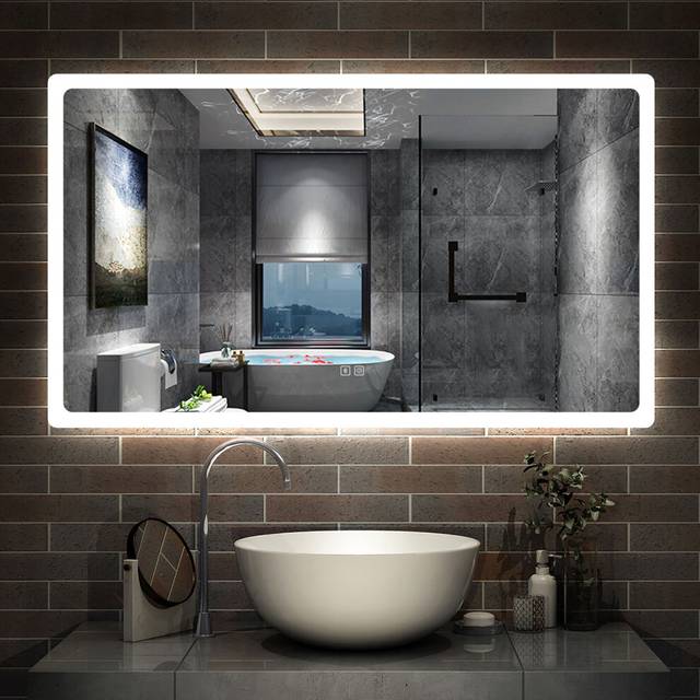 LED Bathroom Mirror with 3 Color Lights Demister Pad Anti-fog Bluetooth Dimmable Touch Switch Wall Mounted Horizontal, 1400x800mm