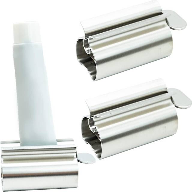 (As show, One size) Toothpaste Squeezer 2pcs,metal Tube Squeezer Stainless Steel Tube Wringer Toothpaste Seat Holder(silver)