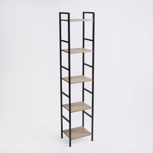 Shelving Unit 5 Tier Living Room Storage Organiser Modern Wire Home Decor Office - Natural - One Size