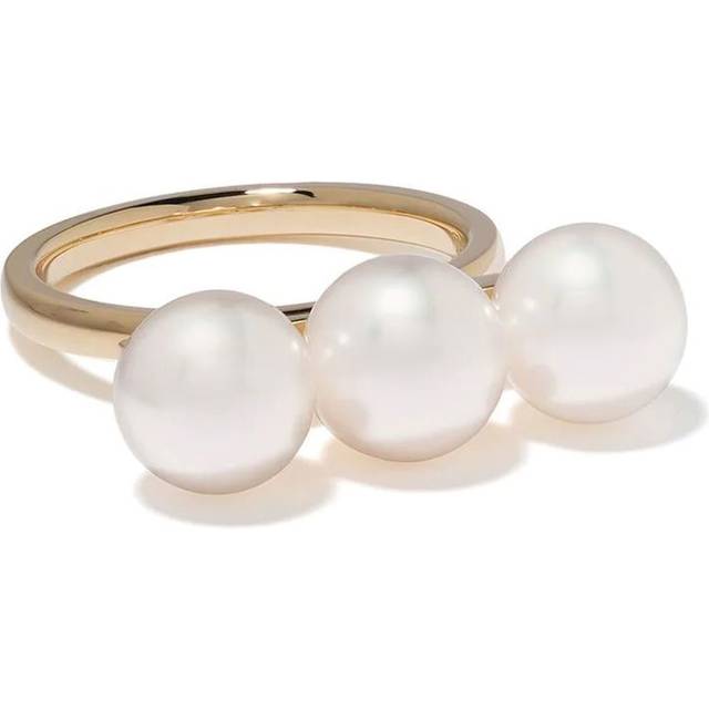 TASAKI - 18kt yellow gold Collection Line Balance Neo ring - unisex - 18kt Yellow Gold/Akoya Pearl - 4 1/2