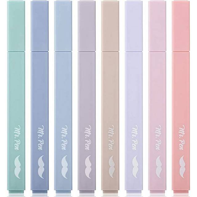 Mr. Pen- Aesthetic Highlighters, 8 pcs, Chisel Tip, Morandi Colors, No Bleed Bible Highlighter Pastel, Highlighters Assorted Colors, Pastel Highlight