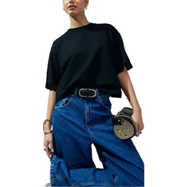 ASOS DESIGN – Svart t-shirt i kort boxig design-Svart/a