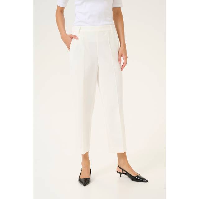 Kaffe Sakura Pull On Smart Cropped Trouser Off White