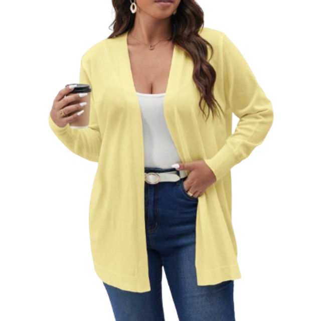 SHEIN Plus Size Casual Solid Color Cardigan, Spring & Autumn