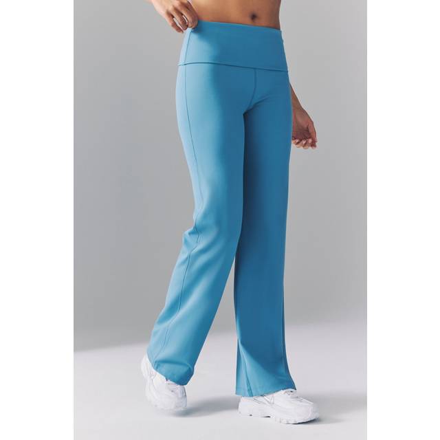 Nike One Women's Dri-FIT High-Waisted Fold-Over Trousers - Blue - Polyester/Elastane - XS (UK 4&#x2013;6)