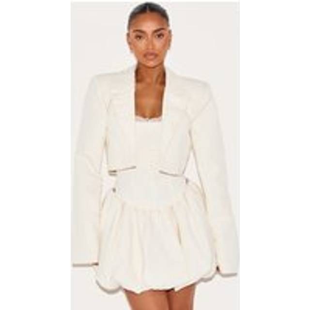 Shape Cream Tailored Cropped Blazer, White - 16