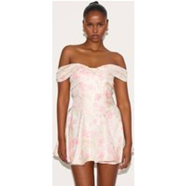 Pink Bardot Jacquard Shift Dress, Pink - 8