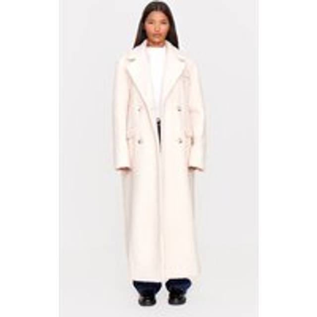 Ecru Boucle Double Breasted Structured Maxi Coat, Ecru - 10