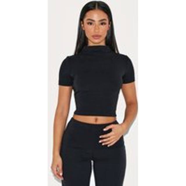 Petite Black Modal Cap Sleeve Crop Top, Black - XS