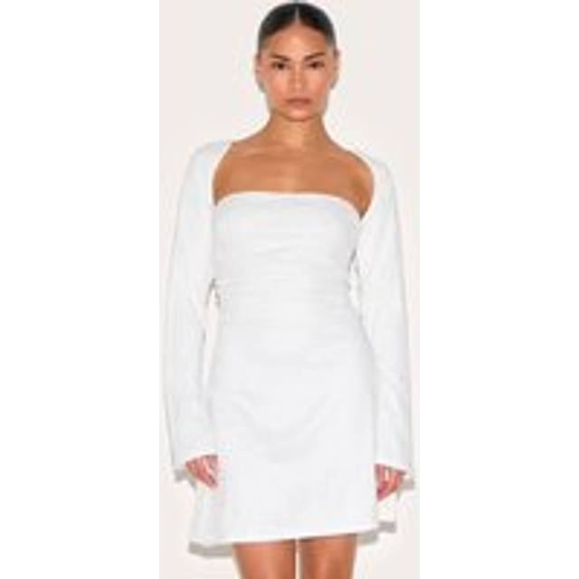 Petite White Lace Long Sleeve Dress, White - 6