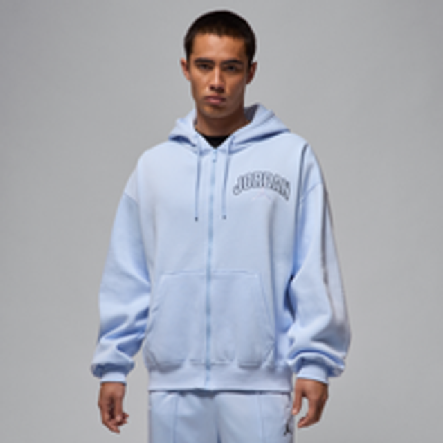 Nike Jordan Brooklyn Fleece Men's Oversized Full-Zip Hoodie - Blue - Cotton/Polyester - L