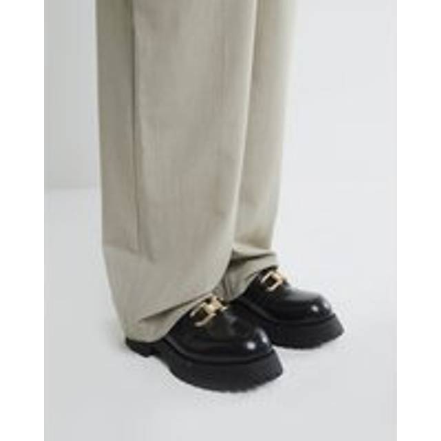 River Island – Svarta grova loafers-Svart/a
