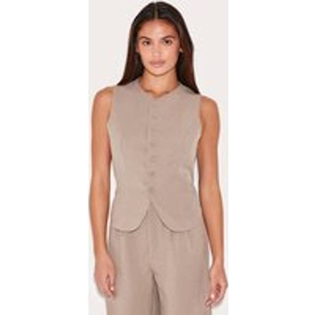 Taupe Tailored Woven Waistcoat, Brown - 12