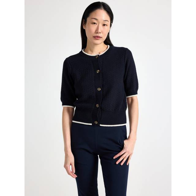 Kortärmad stickad cardigan