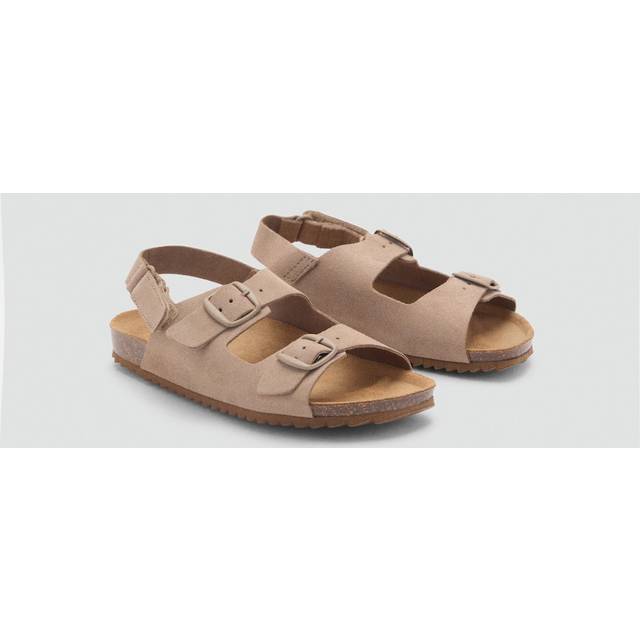 Split leather sandals with buckle sand - Kids - 6 - MANGO KIDS - Sand