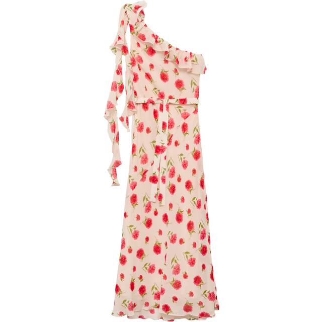Mango Rose Asymmetric Midi Dress, Light Beige