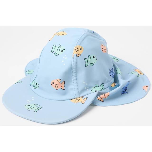 Lindex Baby Fish Print UV Swim Hat, Light Blue
