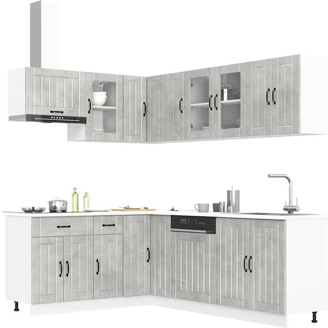vidaXL 11 Piece Kitchen Cabinet Set Lucca Concrete Grey Engineered Wood