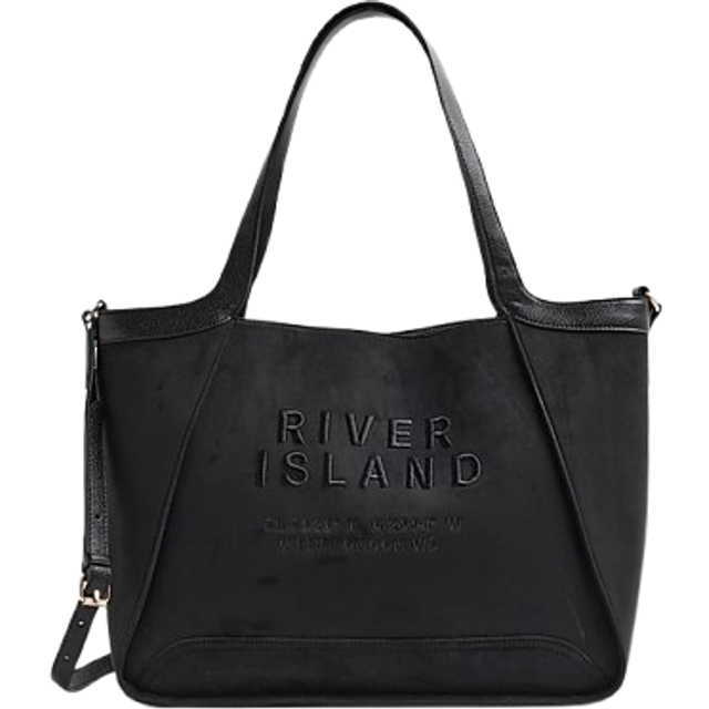 River Island Womens Black Embroidered Faux Suede Shopper Bag - One Size