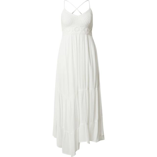 Mixed Fabric Crochet-Style Maxi Dress