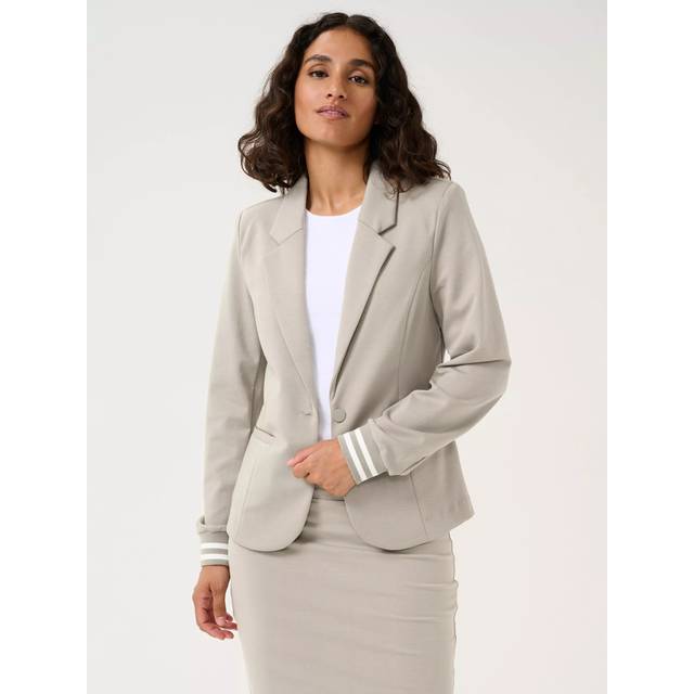 KAFFE Kinnie Stripe Cuff Blazer, Elephant Skin/Chalk