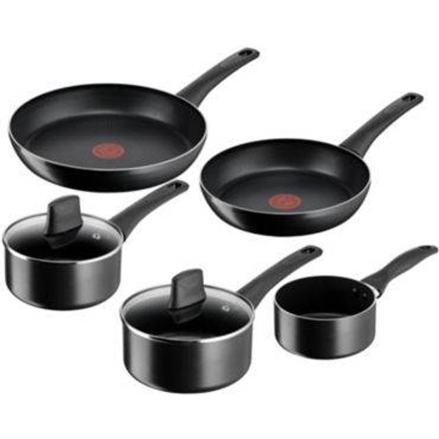 Tefal Titanium Force 5-Piece Aluminium Non-Stick Frying Pans & Saucepans Set, Black