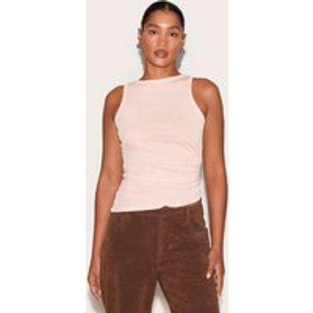 Dusty Peach Sheer Mesh Asymmetrical Vest Top, Dusty Peach - 8